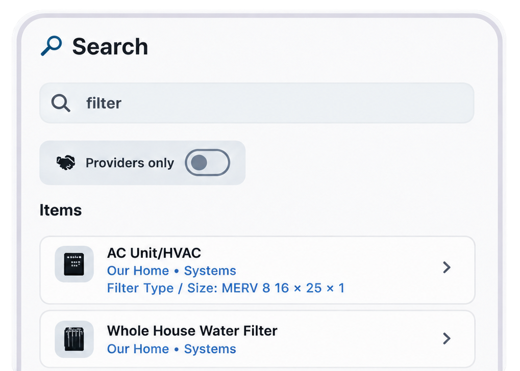 HomeWise search showing filter results
