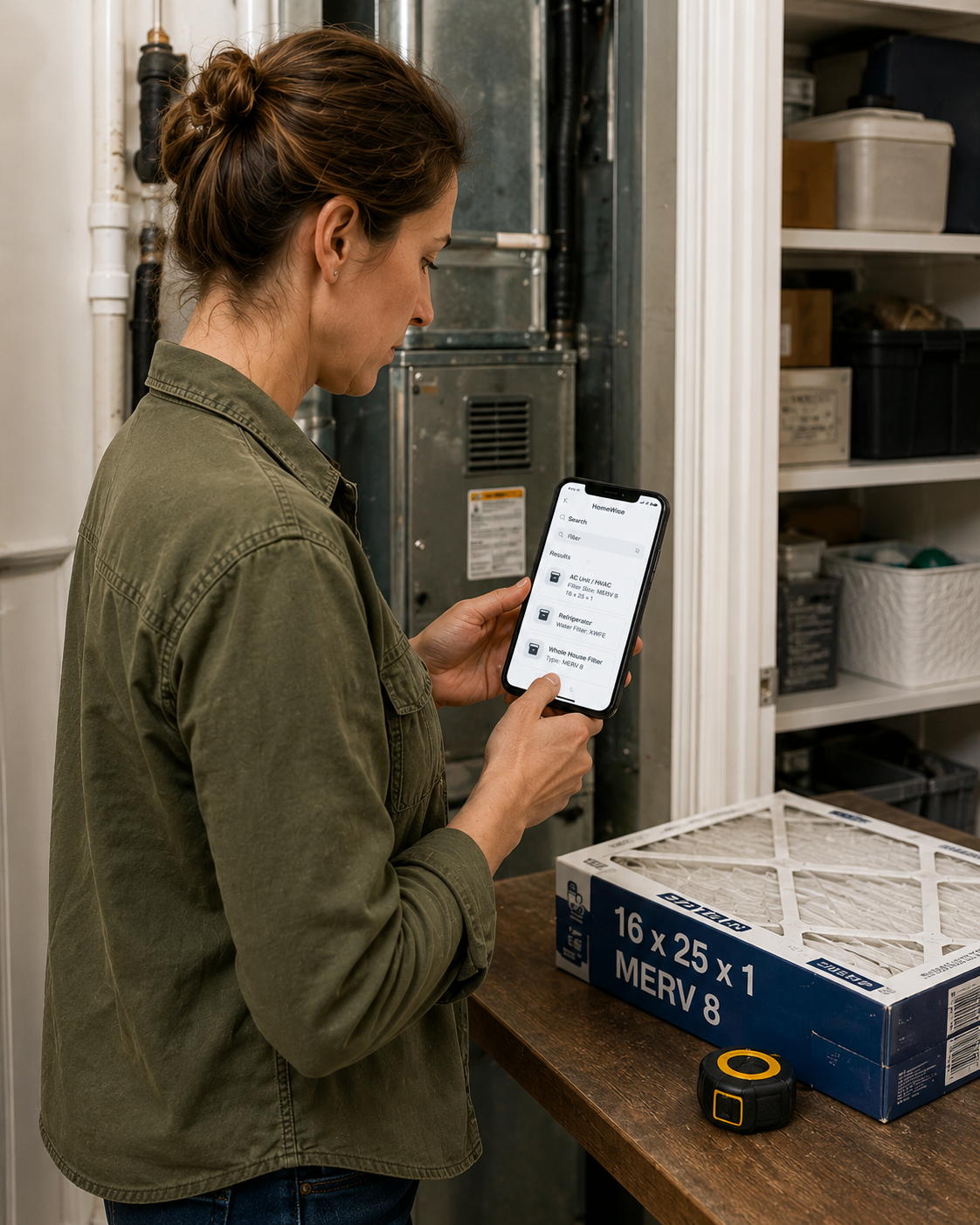 Homeowner using HomeWise while checking home details